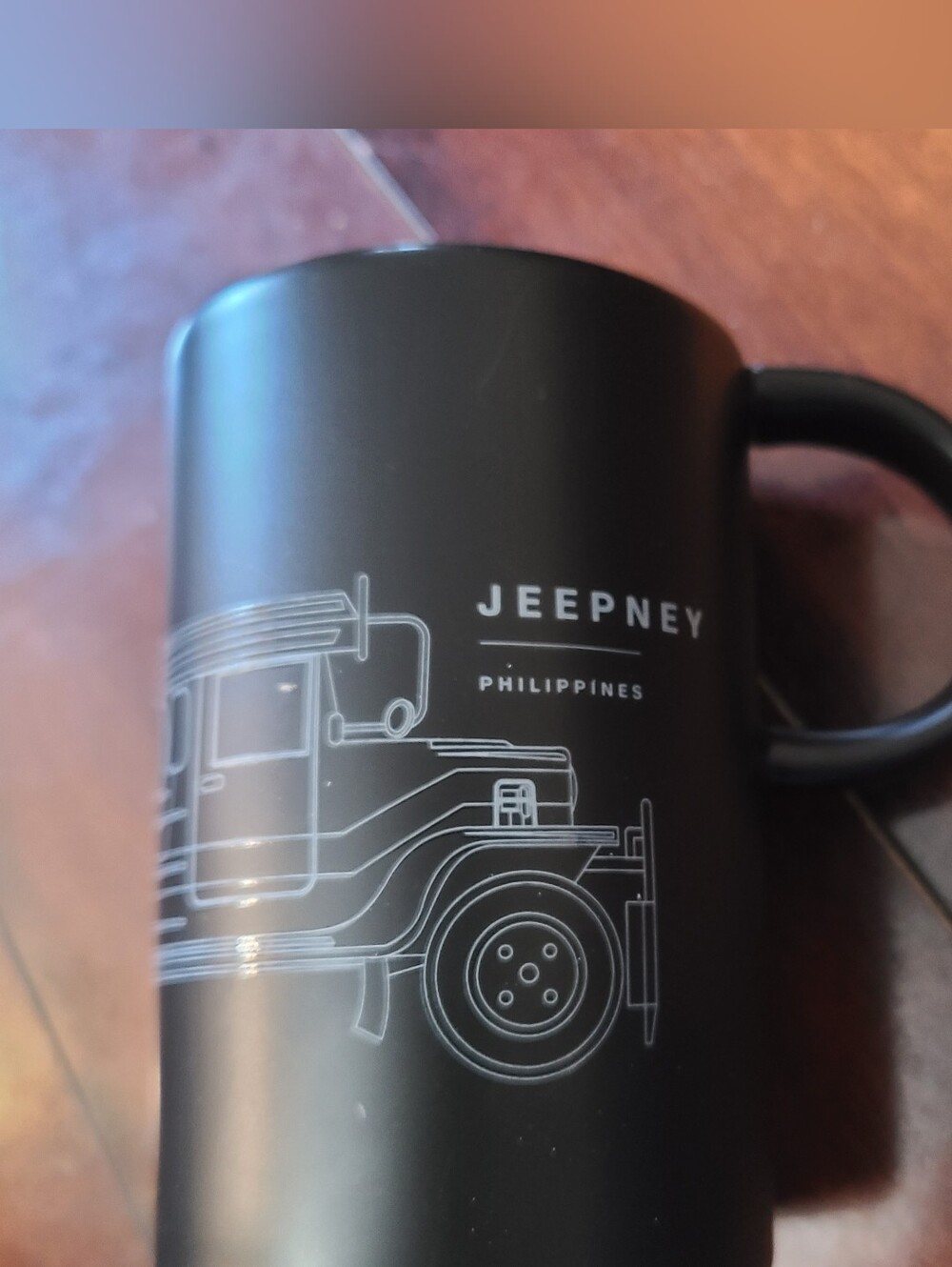 Jeepney Philippines Matte Black Travel Mug with White Line Art